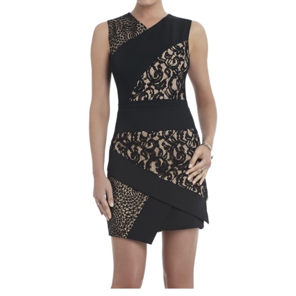 BCBG MAXAZRIA Dalia Lace Elegant Black and Nude Dress Party Cocktail Sz 6 - Picture 12 of 14